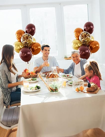 Fall Balloon Bouquet – 12 Inch Autumn Latex & Confetti Balloons (6pc / 12pc)