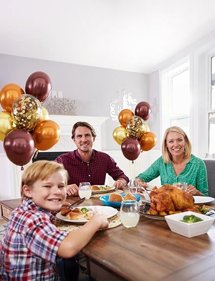 Fall Balloon Bouquet – 12 Inch Autumn Latex & Confetti Balloons (6pc / 12pc)