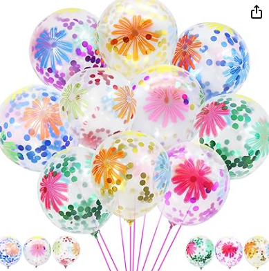 Flower Print Confetti Balloons – 6pc or 12pc (12 Inch)