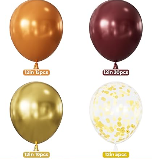 Fall Balloon Bouquet – 12 Inch Autumn Latex & Confetti Balloons (6pc / 12pc)